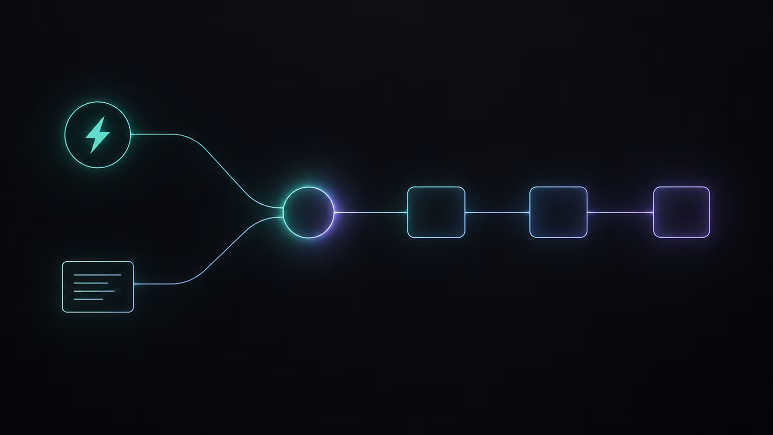 Diagram: two entry paths, automatic and manual, converge in one node from which a single shared chain continues